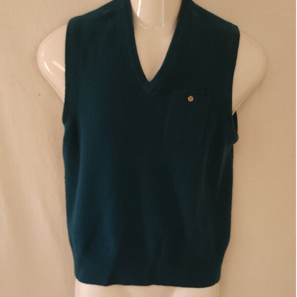 Gap Clothing Company 100% Lambswool Teal Green Vest with Pocket Women's Large - Picture 1 of 8
